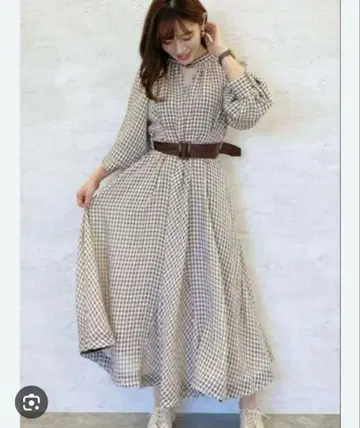 Coco deal 시어 축구 체크 벨트 원피스 체크 무늬 원피스