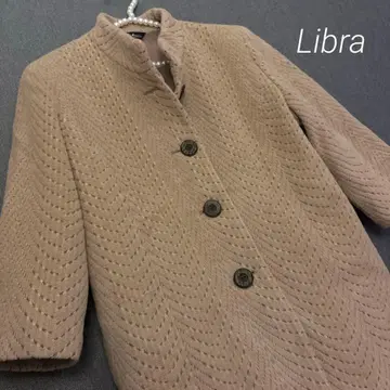 일본제 Libra 리브라 베이지 스탠드 카라 울 코트 M