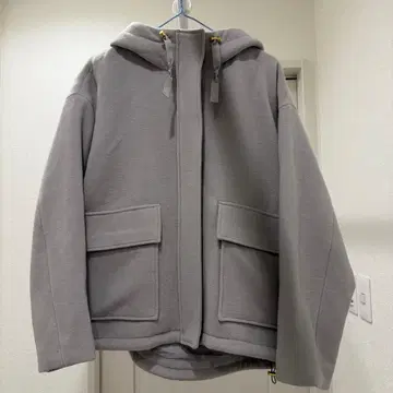 [ GU ] 그레이 후드 부착 자켓 아우터 코트