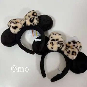 디즈니 머리띠 리본 레오파드 무늬 미니 2개 세트