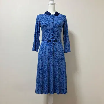 일본제 에네스베 롱 원피스 꽃무늬 파랑 블루 가을 리본 벨트 고급