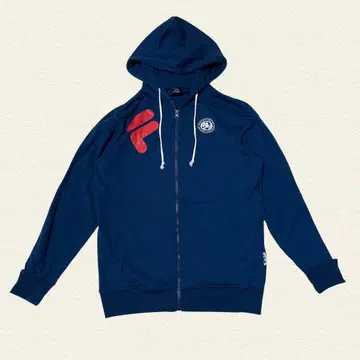 FILA x 보스 커피 콜라보 네이비 풀 집업 후드티 맨투맨