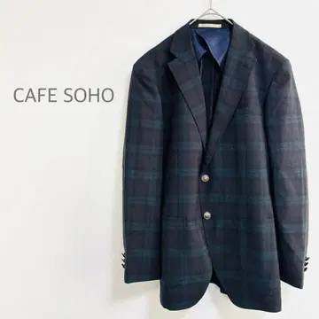 카페 소호 테일러드 자켓 블랙워치 패턴 체크 무늬