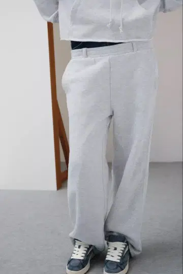 ZARA 플러시 저지 원단 스트레이트 팬츠 벨트 루프 포함