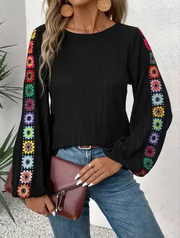 자수 패치워크 포함 상의