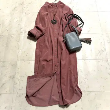 어반 리서치 DOORS 밴드 카라 롱 기장 코듀로이 셔츠 원피스