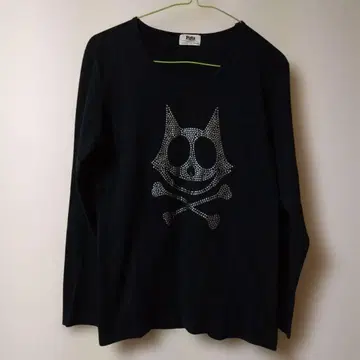맨즈 멜로즈 FelixtheCat 스컬 프린트 긴팔 티셔츠 블랙