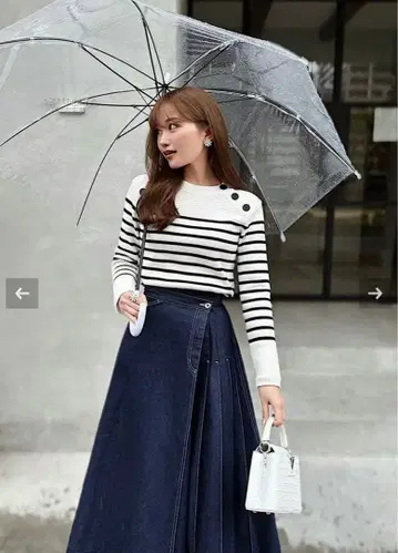 sheller 랩 플리츠 데님 스커트 [ S ]