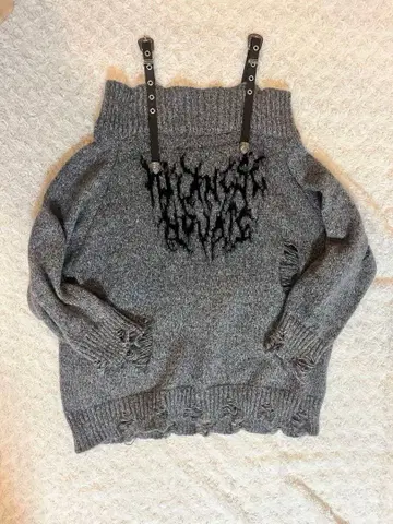 서브컬쳐 지뢰 오픈 숄더 니트