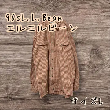 90s L.L.Bean 엘엘빈 오렌지 계열 체크 셔츠 플란넬 셔츠 L