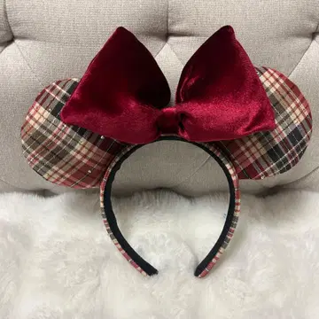 디즈니 머리띠 체크 무늬