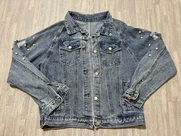 데님 자켓 펄 장식 포함