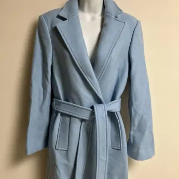 ZARA MANTECO 라이트 블루 벨트 포함 롱 코트