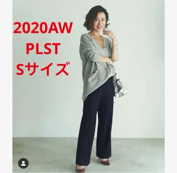 거의 새상품*PLST 울 블렌드 웜 리저브 팬츠 아름다운 실루엣 네이비