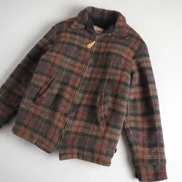 울리치 울 자켓 보아 안감 체크 무늬 브라운 새상품급