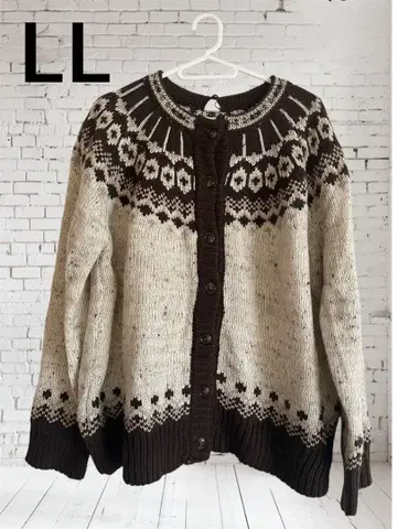 [ 미사용 새상품 ] 샹브르 니트 가디건 노르딕 무늬 스웨터 LL