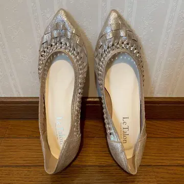 Le Talon 포인트 메쉬 플랫 실버 23.5cm