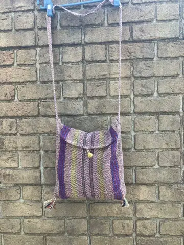 수제 울(만타) 원단 + 카하말카 테이프 숄더백 프리 사이즈