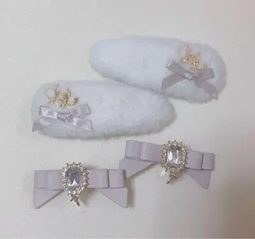 LIZLISA 퍼 리본 4개 세트 클립