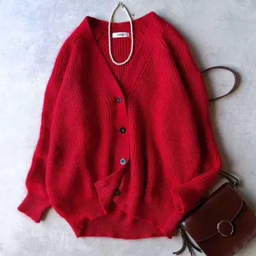 잉게보그 INGEBORG 모헤어 실크 가디건 레드 사이즈 11