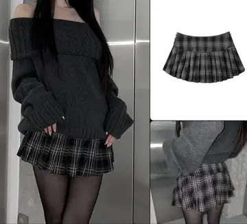 [ THEAIRTOWN ] check sisters pleats sk
