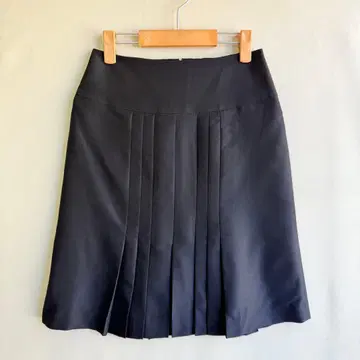 새상품급 스트라스부르고 여성용 플리츠 스커트 38 실크 울 블랙