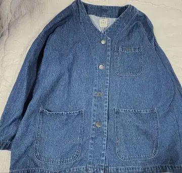 Samansa Mos2 노카라 커버올 데님 자켓 블루종