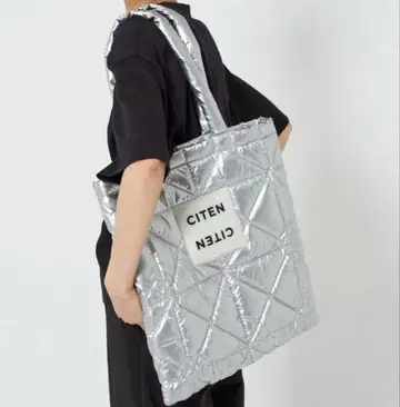 CITEN 시텐 패디드 퀼팅 토트백 실버