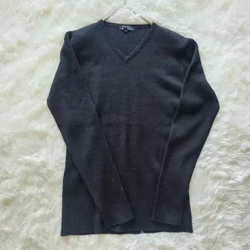 맨즈 멜로즈 니트 M 블랙 V넥 리브 심플 무지 가을/겨울