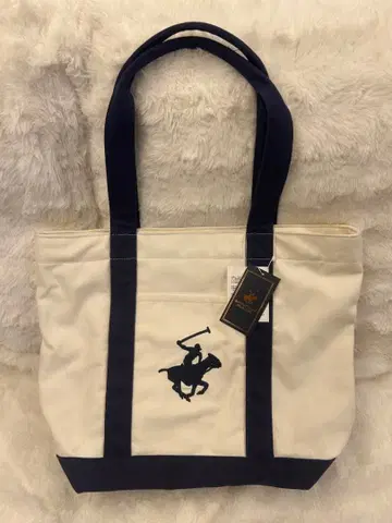 새상품 비벌리힐스 폴로 토트백 화이트/네이비