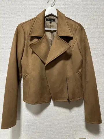 rienda 브라운 스웨이드 더블 라이더 자켓