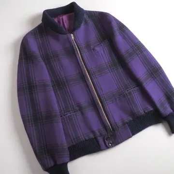 폴스미스 울 자켓 집업 체크 무늬 퍼플 새상품급