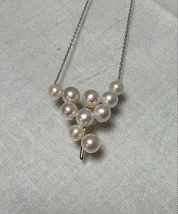 도서 펄과 S925 금속의 V자형 목걸이