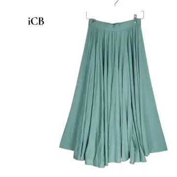 iCB 아이씨비 롱 플레어 스커트 S 플리츠 민트 그린 고급