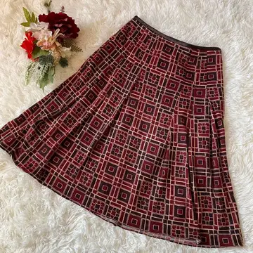 [Paul Stuart/폴 스튜어트] 기하학 패턴 플레어 스커트 (6)