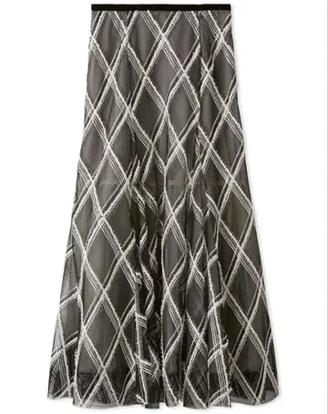 snidel 스나이델 자수 체크 샤샤 스커트 블랙