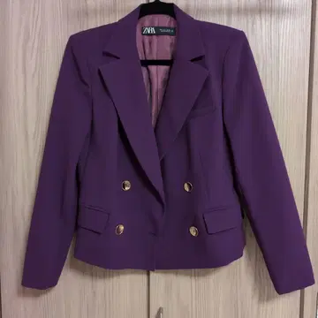 ZARA 퍼플 더블 브레스트 테일러드 자켓
