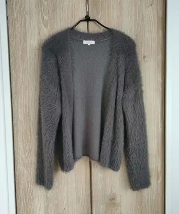 PLST 플라스테 긴팔 퍼 가디건 그레이