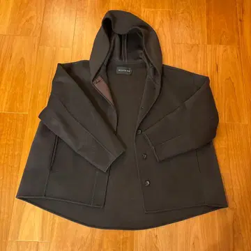 mizuiroind 후드 부착 울 자켓 차콜 브라운