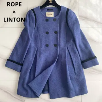 레어 ROPE LINTON 트위드 노카라 더블 코트 자켓