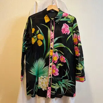 컬러풀 꽃무늬 쉬폰 긴팔 셔츠