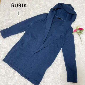 RUBIK [ L ] 후드 부착 긴팔 가디건 토퍼 후디드 버튼 없음