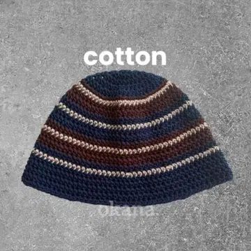 navy x brown76 크러셔 모자 핸드메이드 크로셰 모자 비니