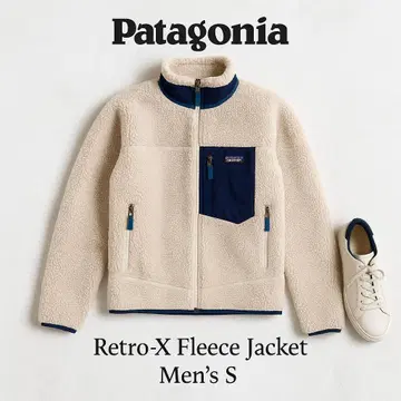 Patagonia 레트로X 플리스 자켓 남성용 S 베이지 x 네이비
