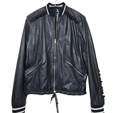 새상품급 REPLAY 램 가죽 프릴 점퍼 사이즈 M 블랙