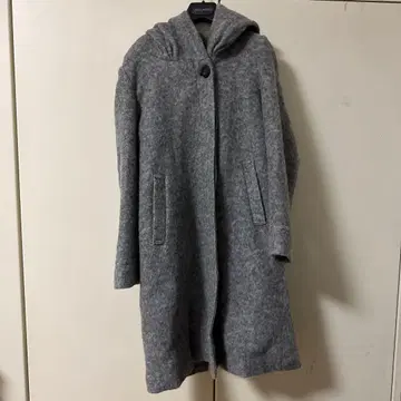 index 후드 부착 그레이 롱 코트