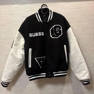 GUESS 바시티 자켓 블랙/화이트