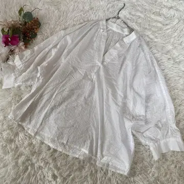 [ INED/이네드 ] V넥 5부 소매 셔츠 (9) 면100% 루즈핏