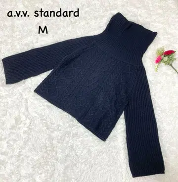 아베베 스탠다드 [ M ] 케이블 니트 하이넥 하이 게이지