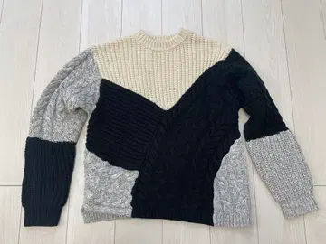 HARE 패치워크 케이블 짜임 니트 스웨터